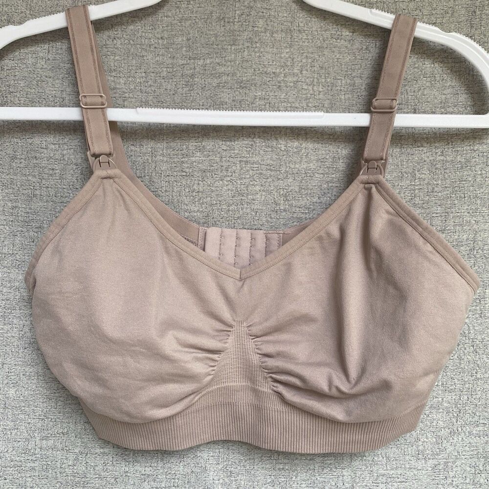 Hofish Sz XL Nursing Pumping Bra Hands Free Pump Seamless Maternity Front Open